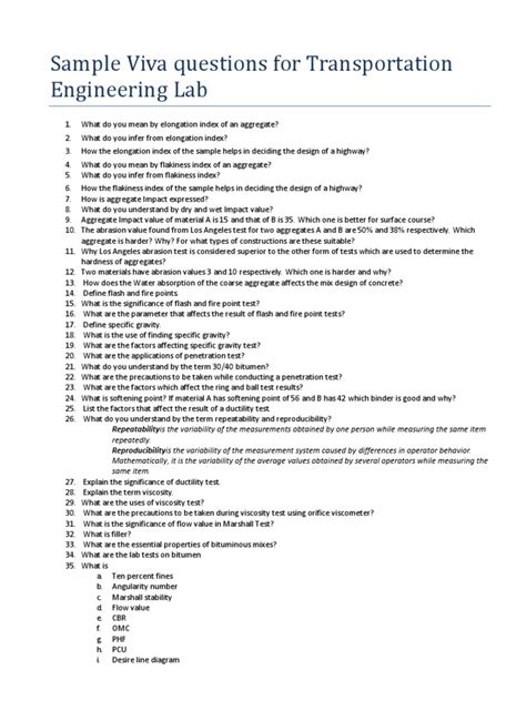 aggregate impact test viva questions|viva questions for transportation engineering.